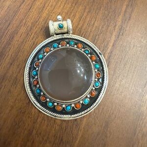 Pendant with Turquoise and Amber Accents